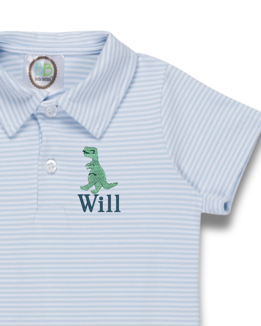 Blue Stripe Dinosaur Romper