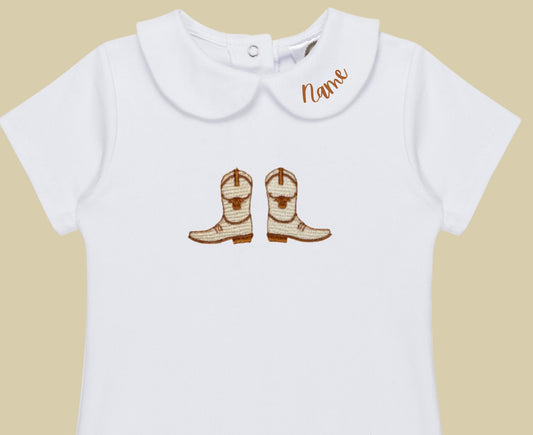 Longhorn Boots Peter Pan Romper - Boys