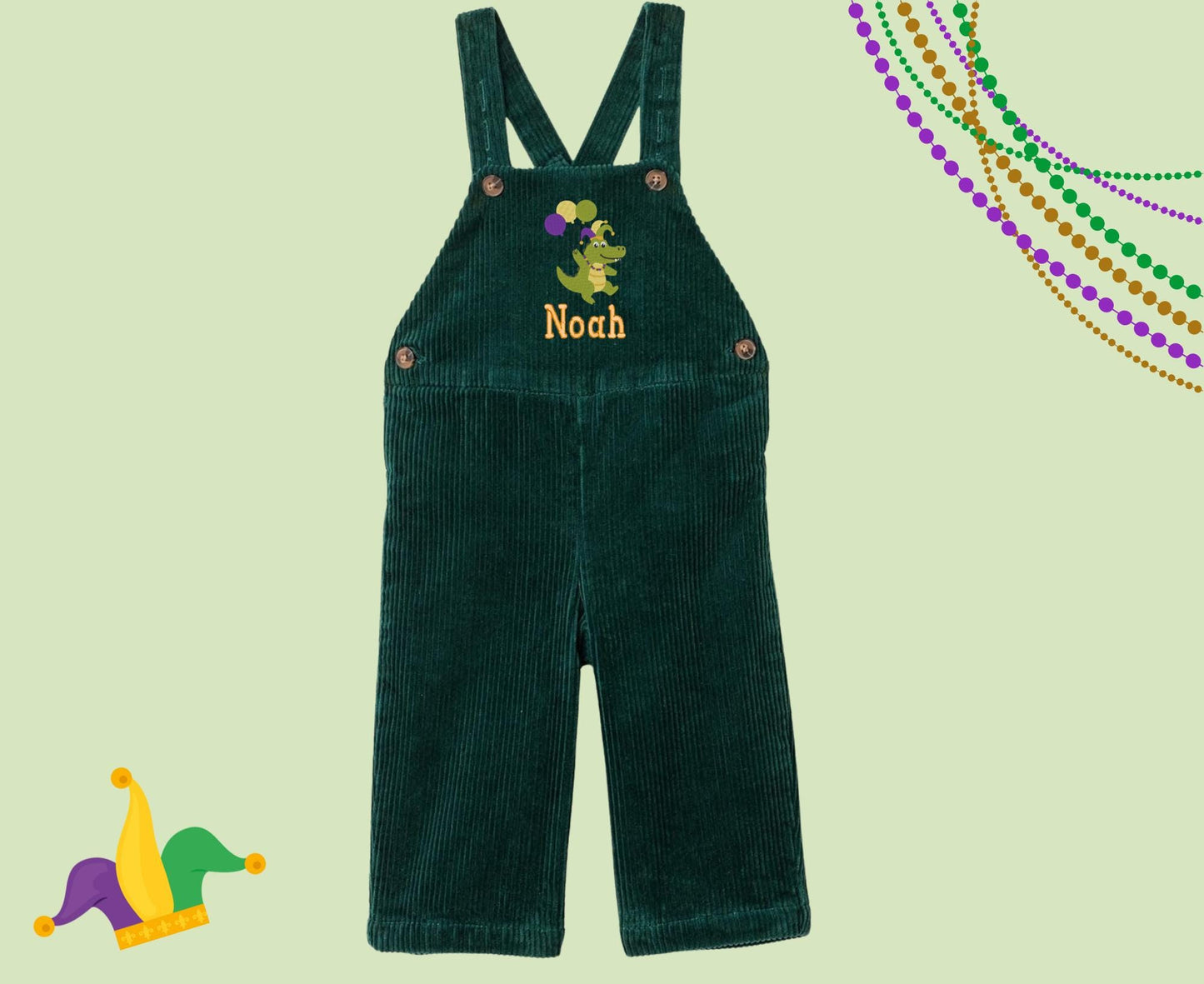 Mardi Gras Corduroy Overalls