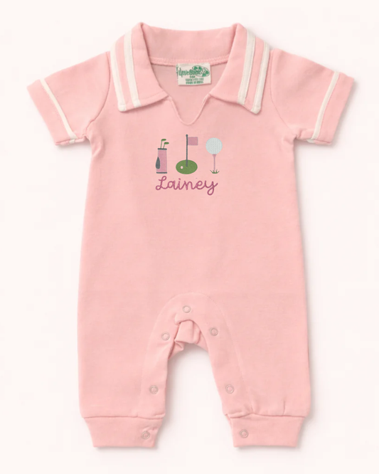 Pink Golf Polo Romper