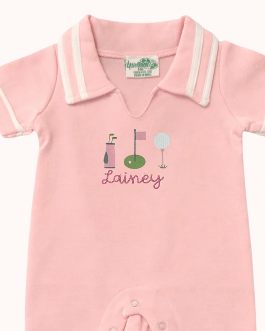 Pink Golf Polo Romper