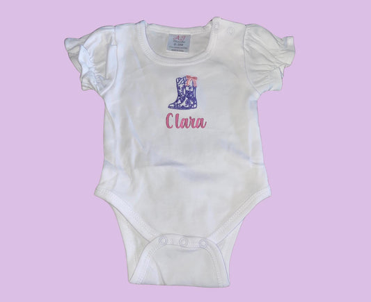 Cowgirl Boot Ruffle Onesie