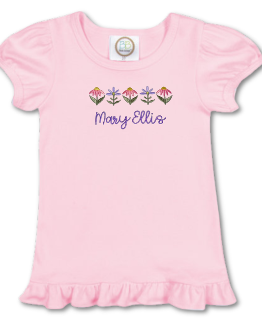 Personalized Floral Ruffle Tee