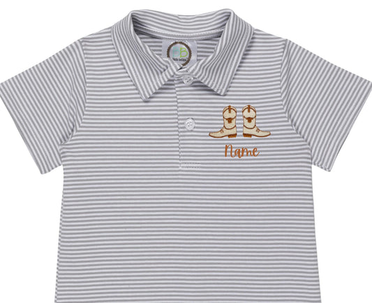 Longhorn Striped Polo Romper