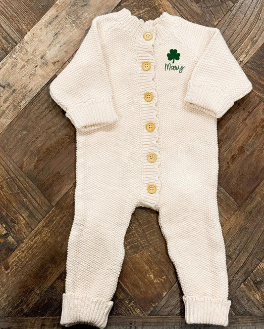 Shamrock Button Up Knit Romper