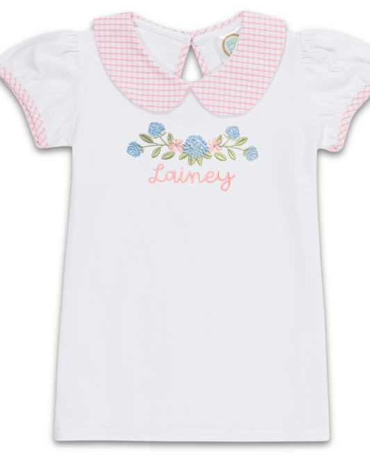 Hydrangea Gingham Collar Shirt