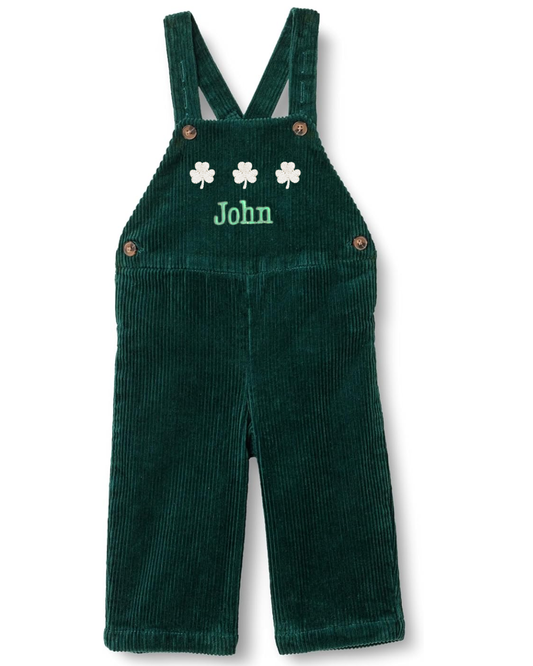 St. Patrick's Day Green Corduroy Overalls