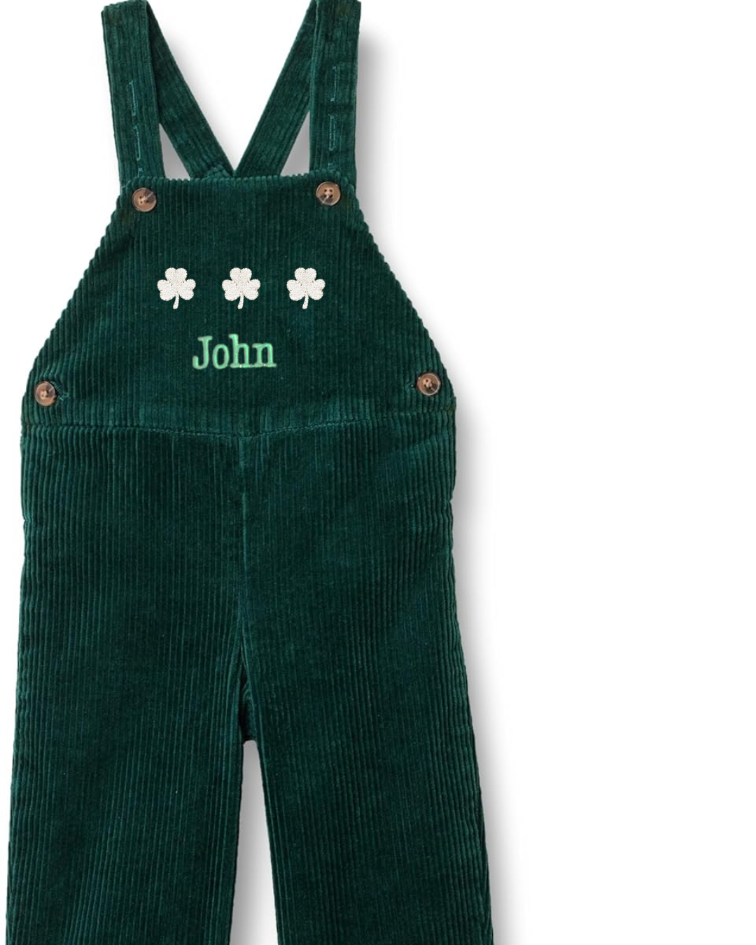 St. Patrick's Day Green Corduroy Overalls