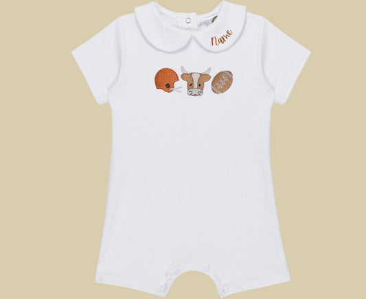 Longhorn Football Helmet Romper