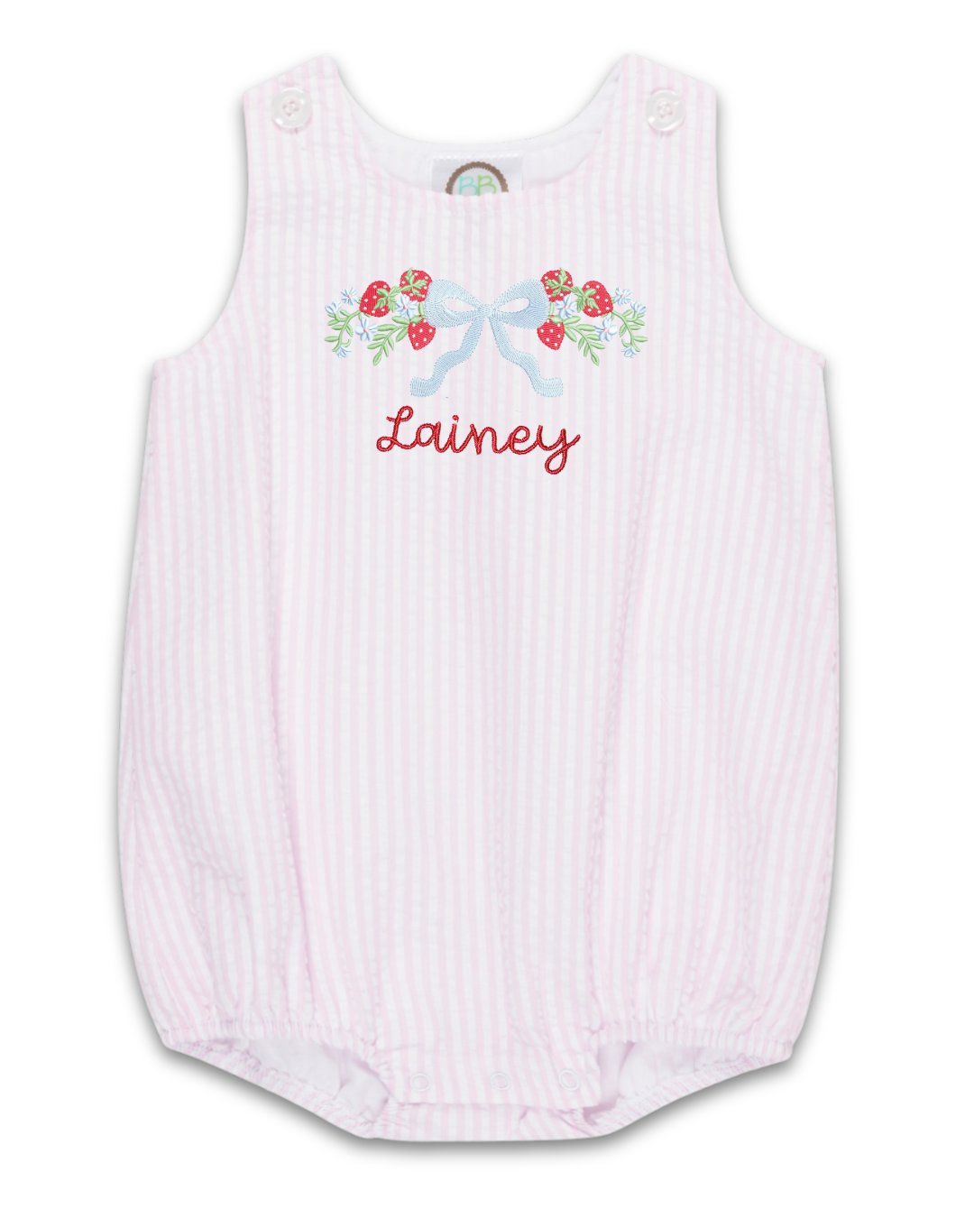 Strawberry Bow Seersucker Bubble