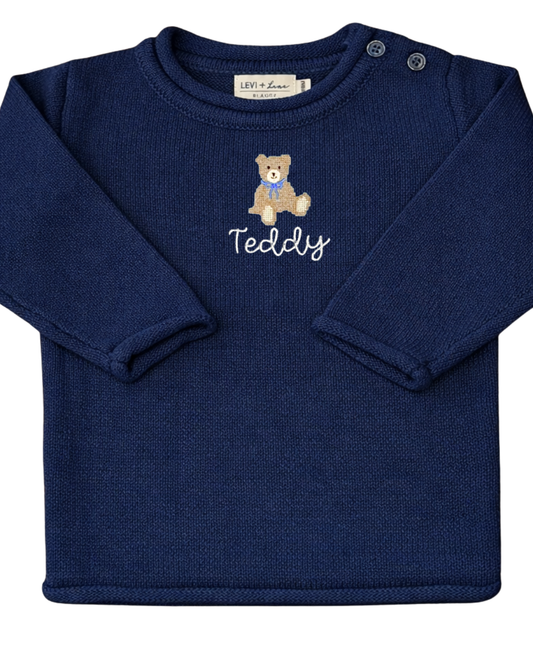 Boy Teddy Bear Name Sweater