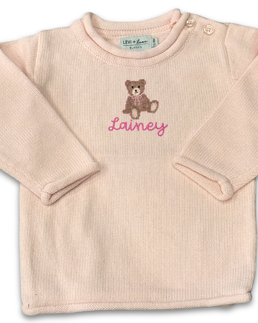Girl Teddy Bear Name Sweater
