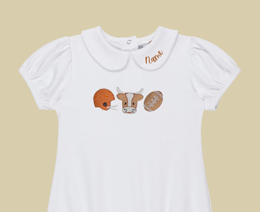 Longhorn Helmet Puff Sleeve Bubble - Girls