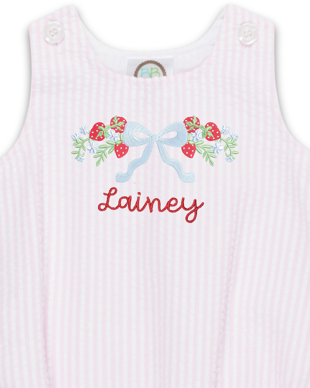 Strawberry Bow Seersucker Bubble