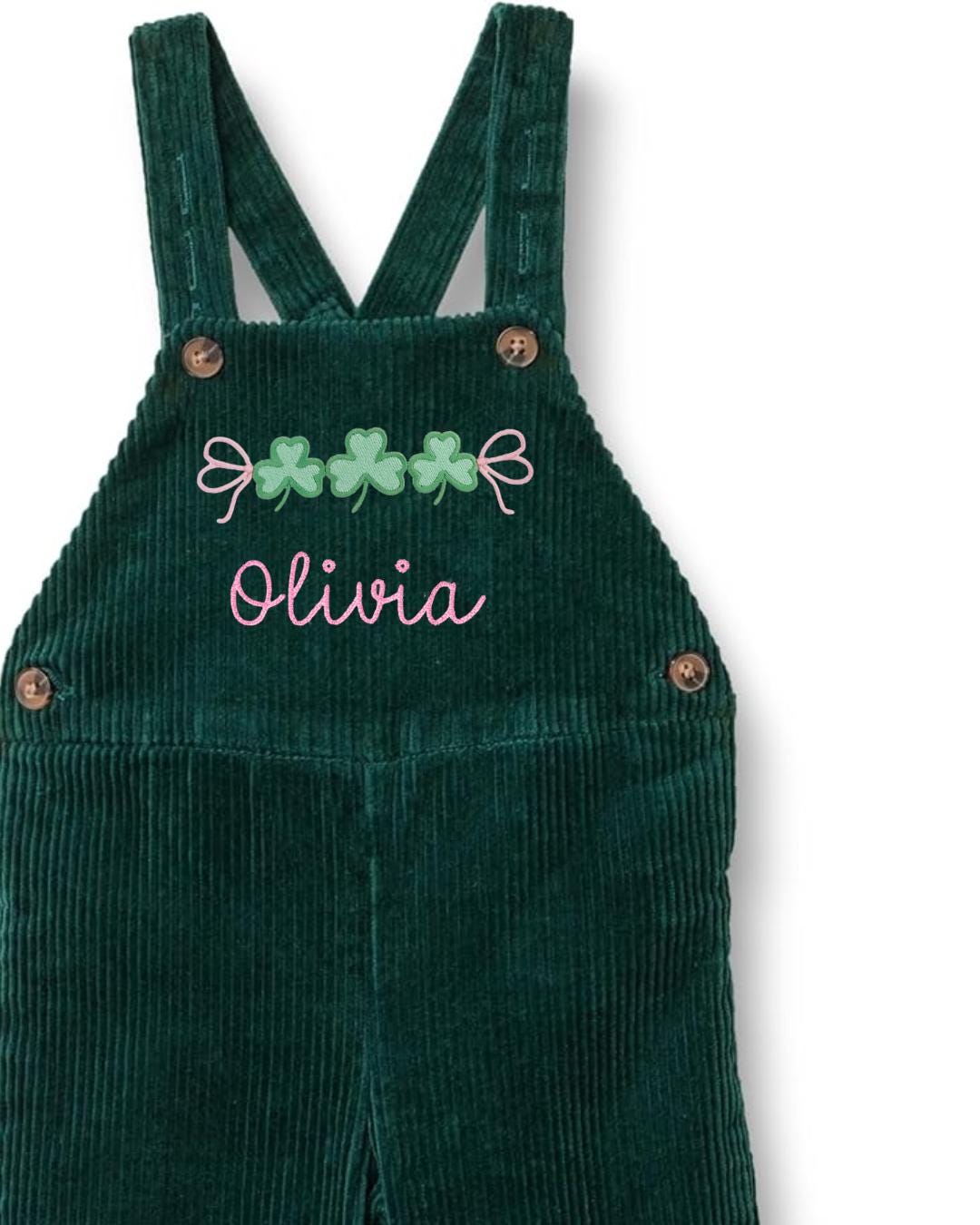St. Patrick's Day Green Corduroy Overalls