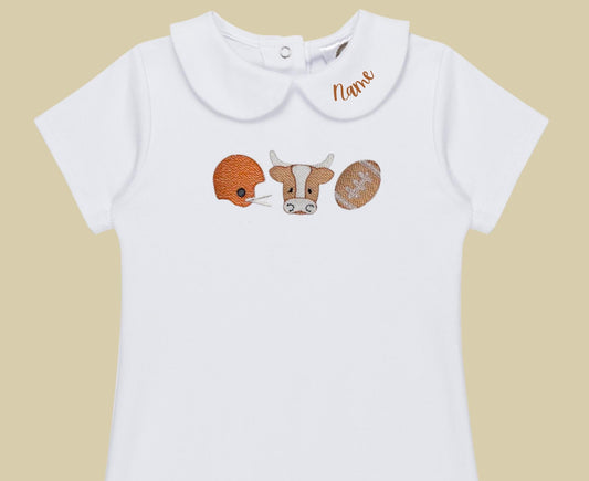 Longhorn Football Helmet Romper
