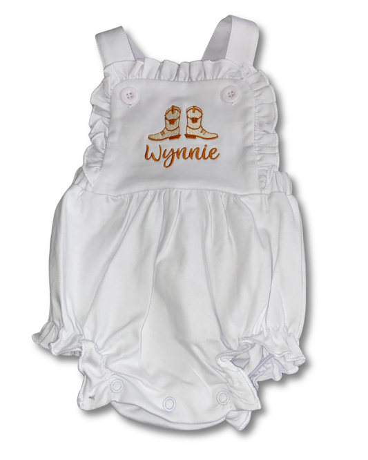 Girls Longhorn Boots Baby Sunsuit