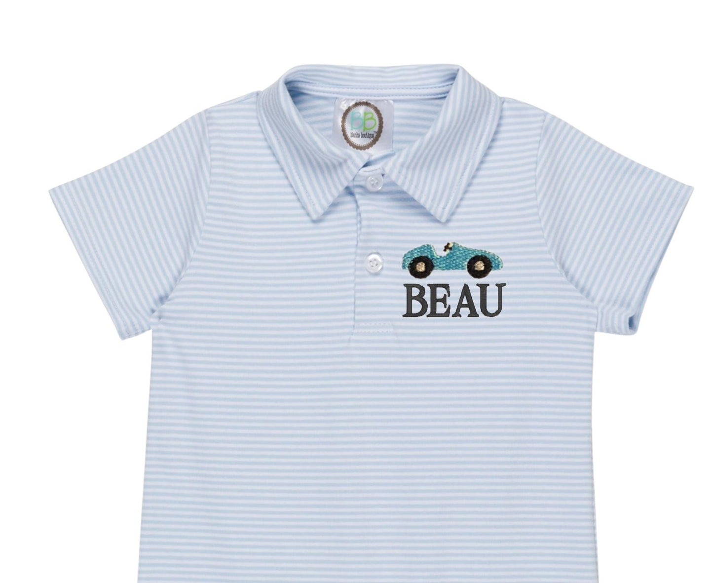 Racecar Striped Polo Romper