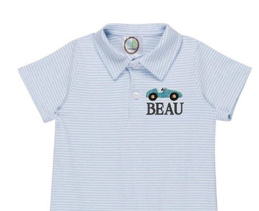Racecar Striped Polo Romper