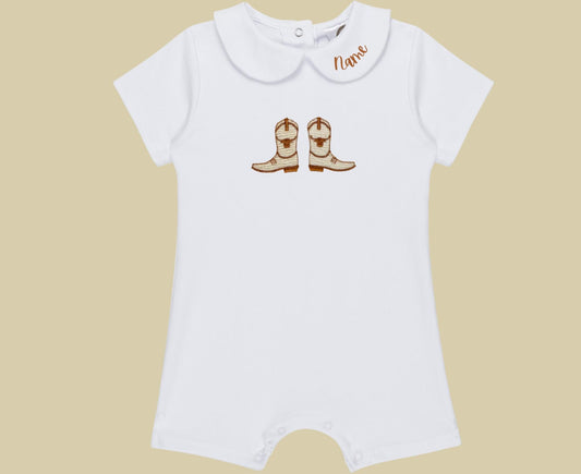 Longhorn Boots Peter Pan Romper - Boys
