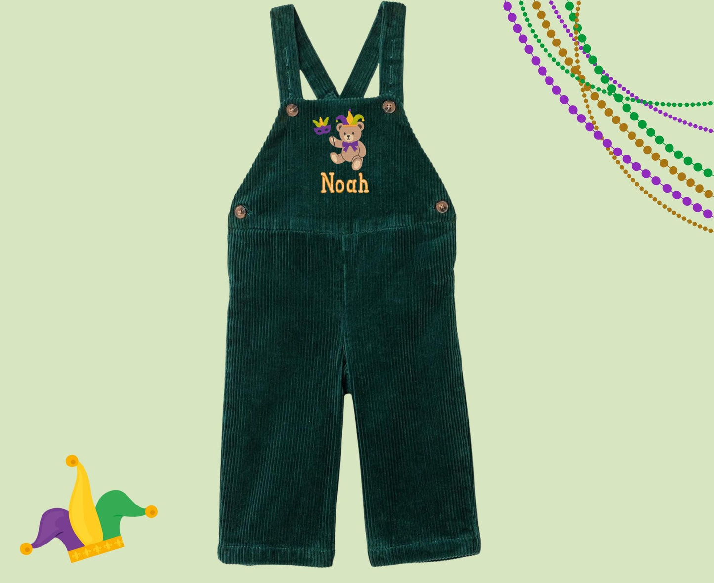 Mardi Gras Corduroy Overalls