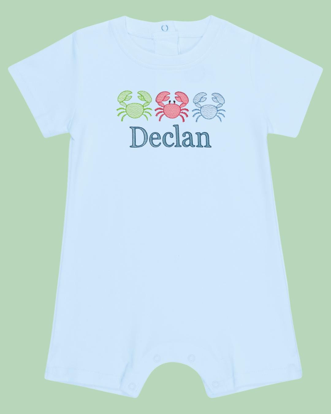 Summer Boys Crab Trio Sun Bubble Suit | Personalized Name | Seersucker Romper
