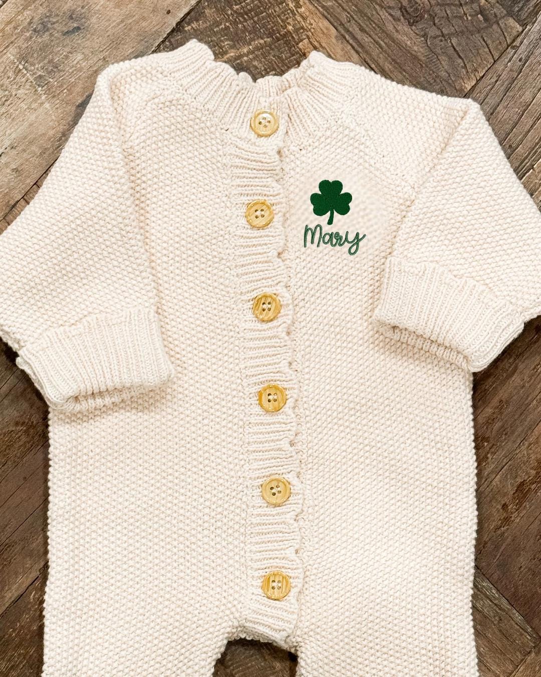 Shamrock Button Up Knit Romper