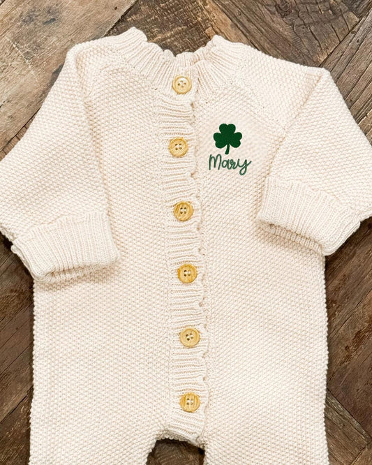 Shamrock Button Up Knit Romper