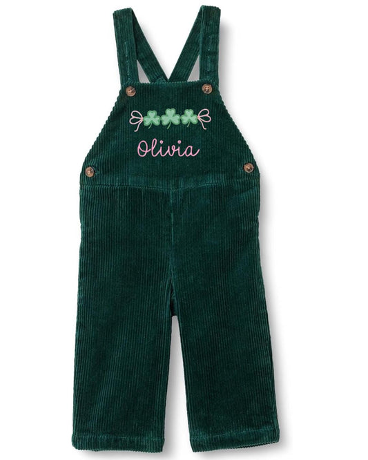 St. Patrick's Day Green Corduroy Overalls