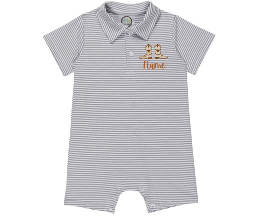 Longhorn Striped Polo Romper