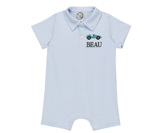 Racecar Striped Polo Romper